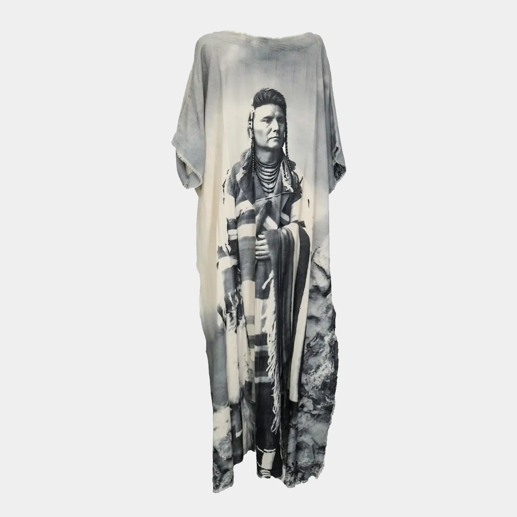 Hi-Lo Tunic with Chief Joseph Print in Gray