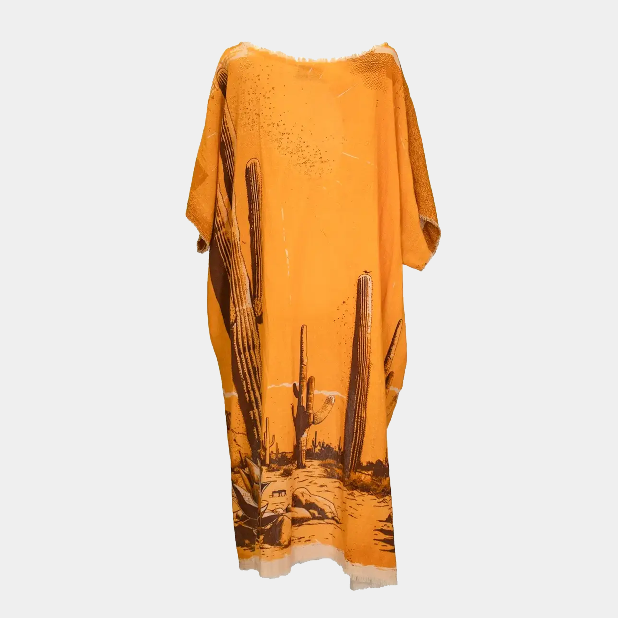Hi-Lo Tunic with Cactus Print in Orange