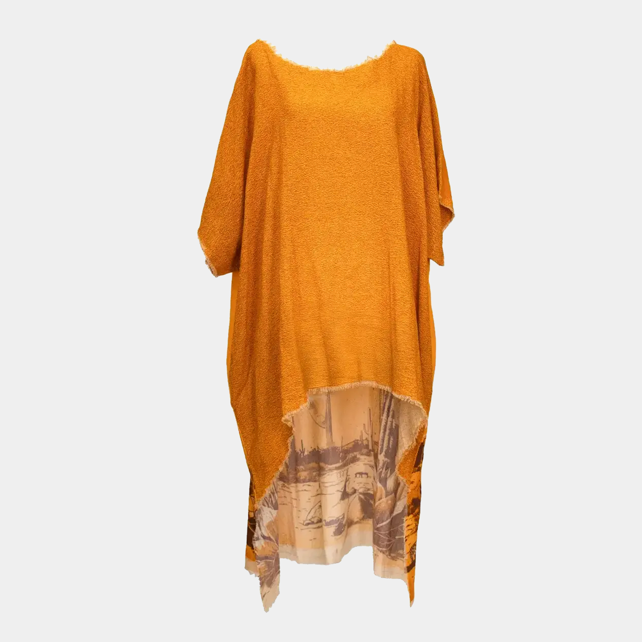 Hi-Lo Tunic with Cactus Print in Orange