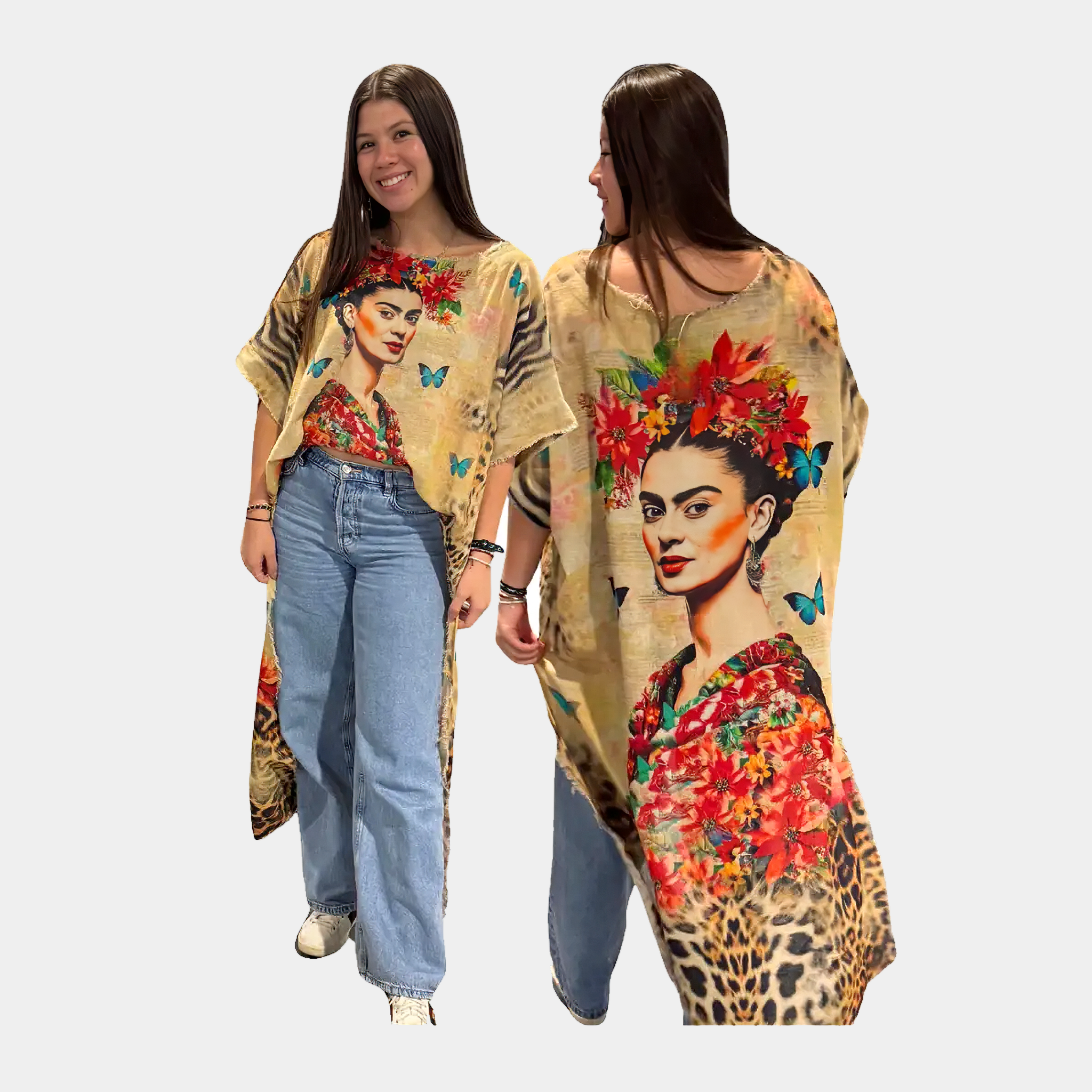 Hi-Lo Tunic with Frida Kahlo Print