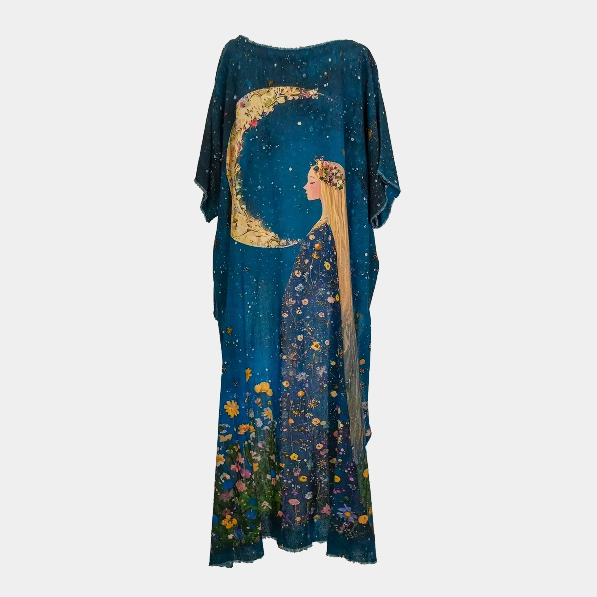 Hi-Lo Tunic with Girl Under Night Sky & Planet Print