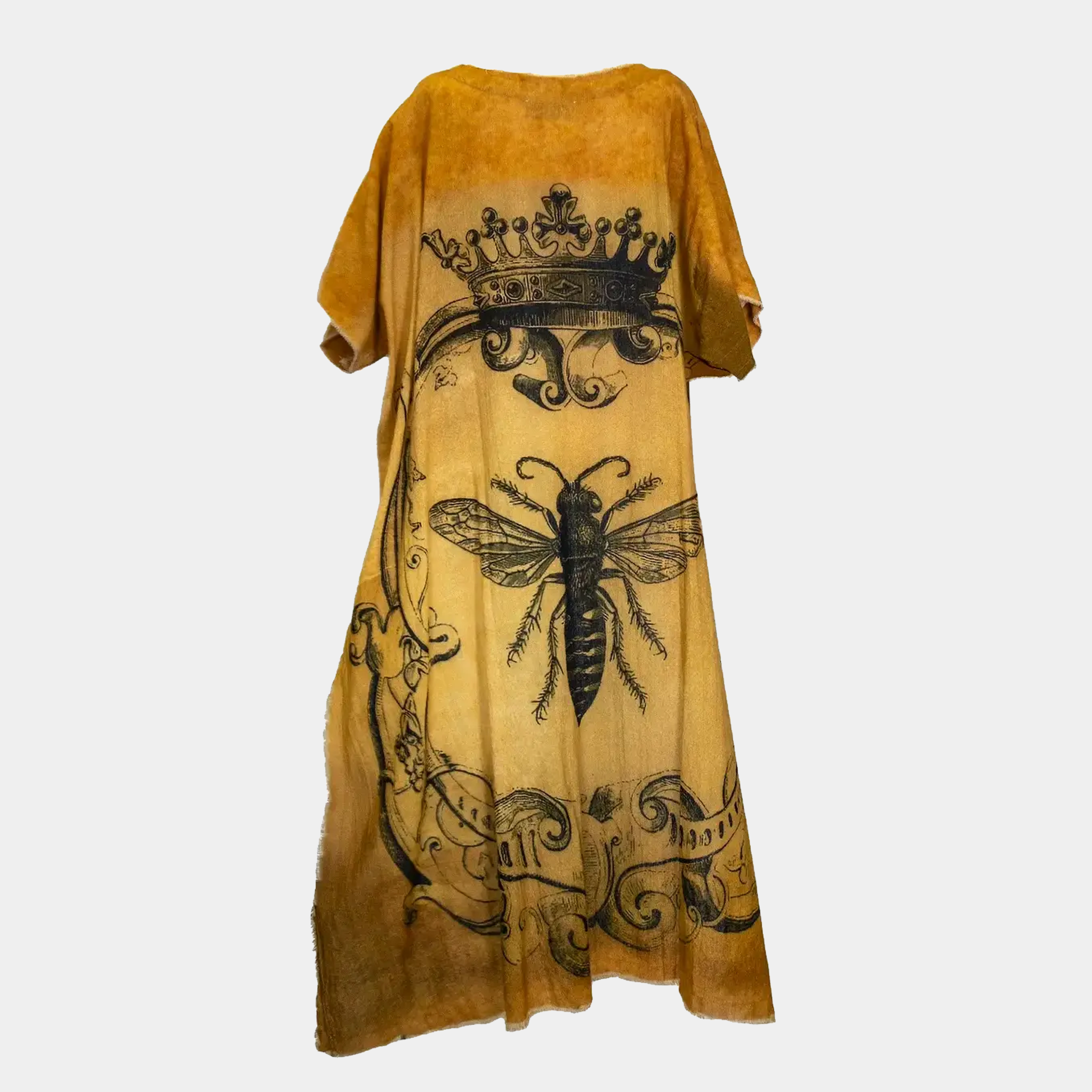 Hi-Lo Tunic with Queen Bee Print in Gray or Gold