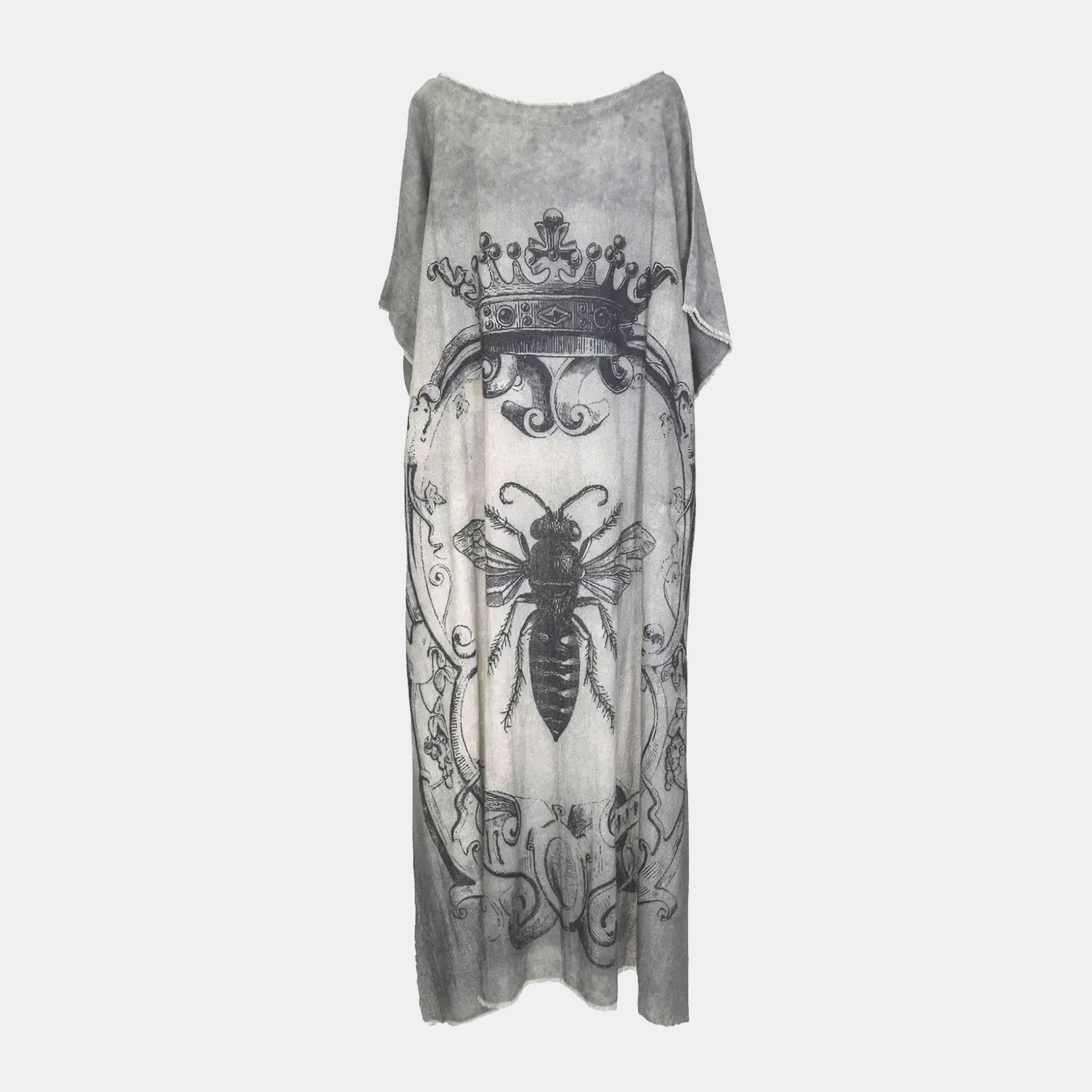 Hi-Lo Tunic with Queen Bee Print in Gray or Gold
