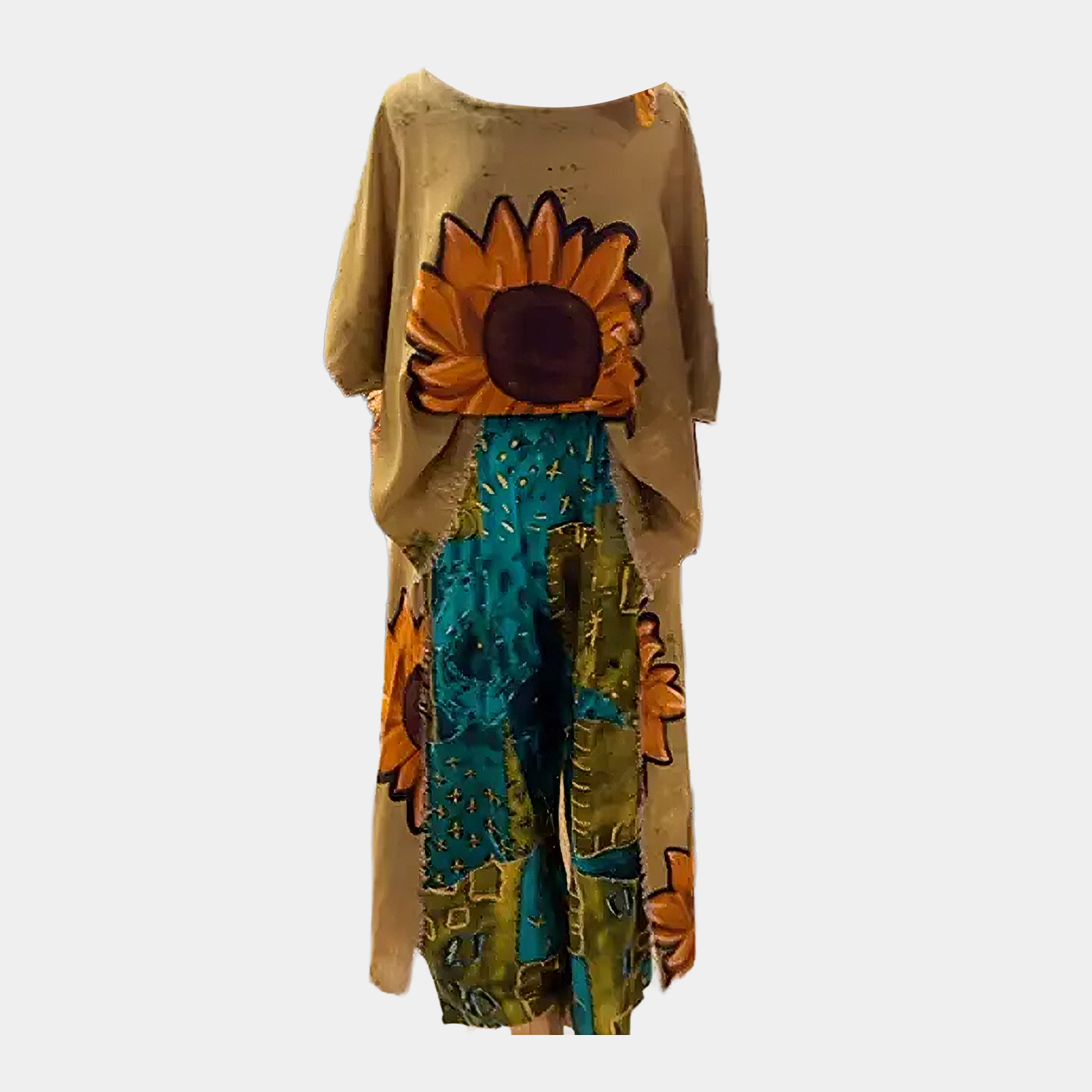 Hi-Lo Tunic with Sunflowers in Gold or Black