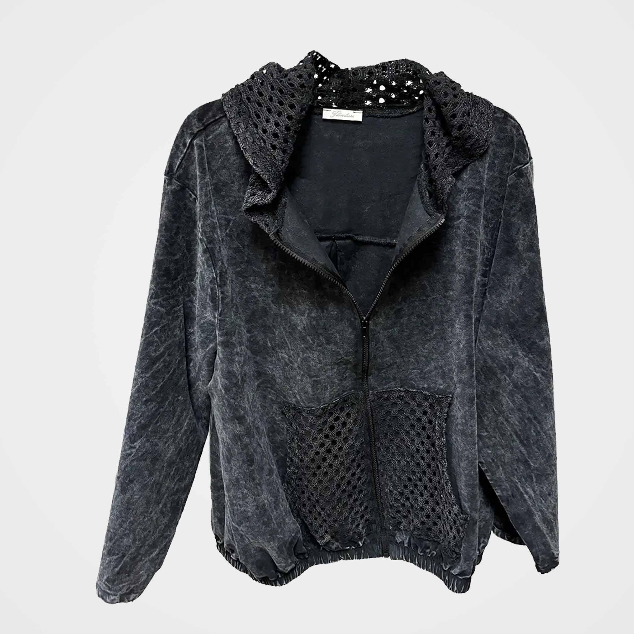 Pinwale Corduroy & Crochet Zip Up Hoodie Jacket