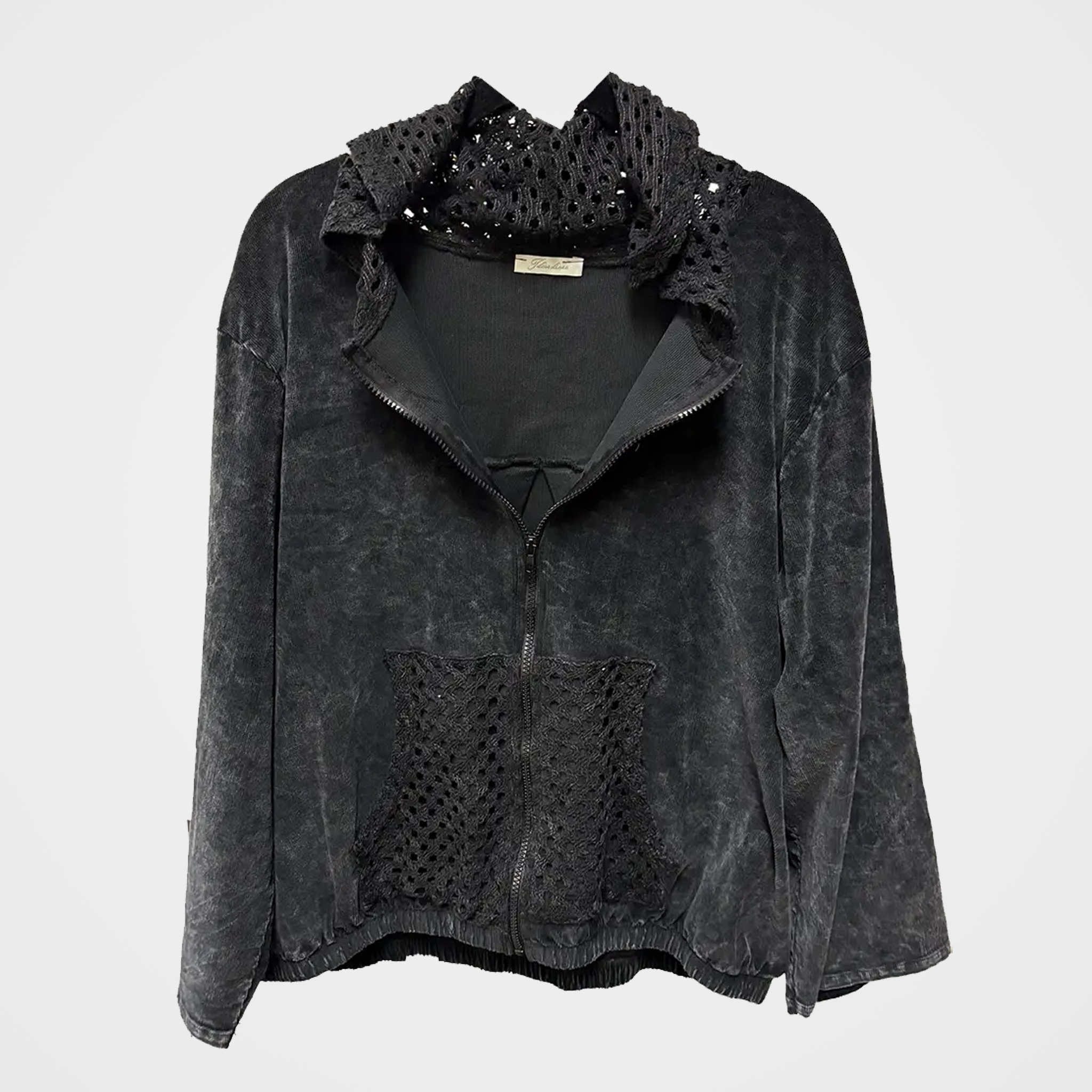 Pinwale Corduroy & Crochet Zip Up Hoodie Jacket