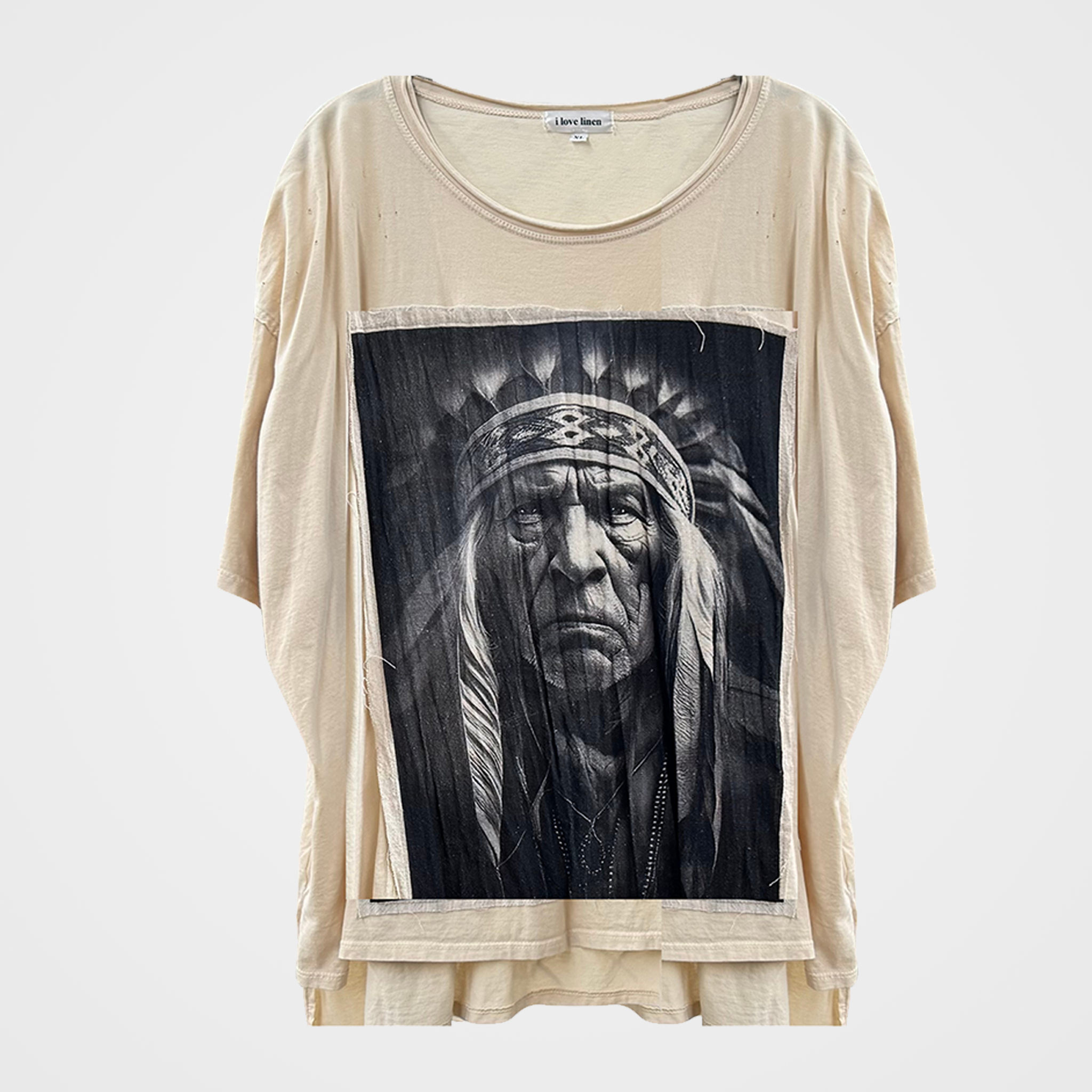 Indian Warrior Oversized Patchwork Tee
