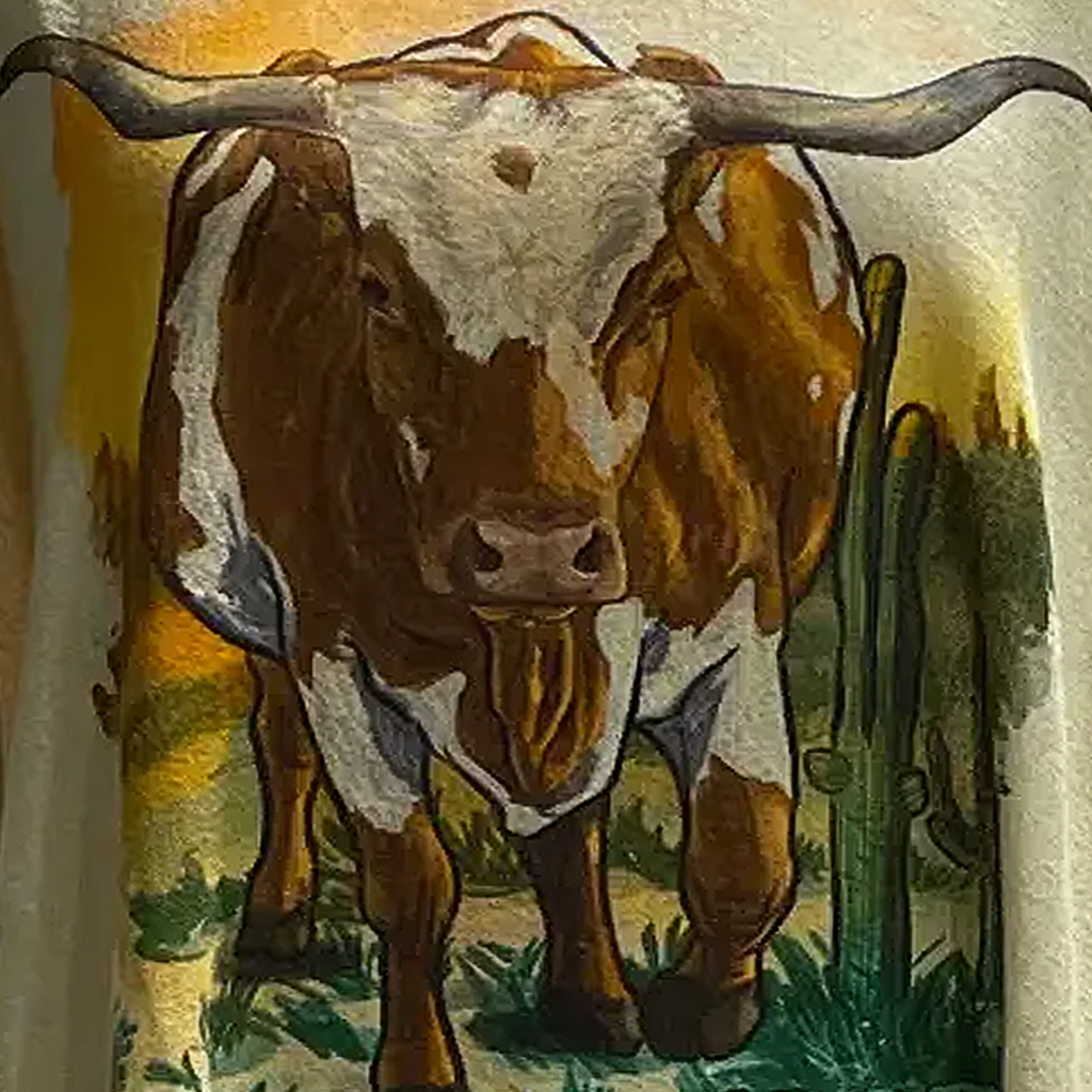 Kaftan with Longhorn Graphic