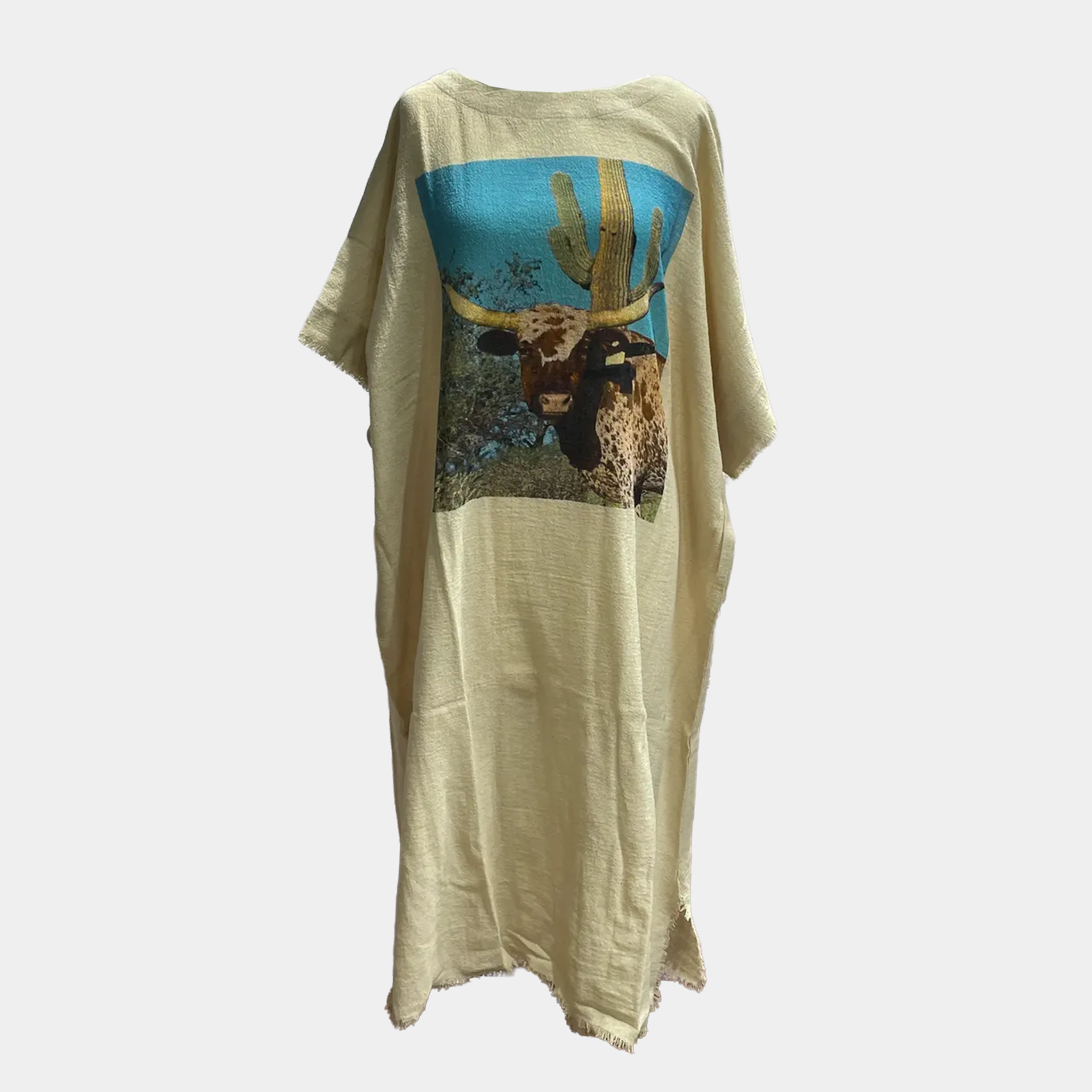 Kaftan with Longhorn & Cactus Print