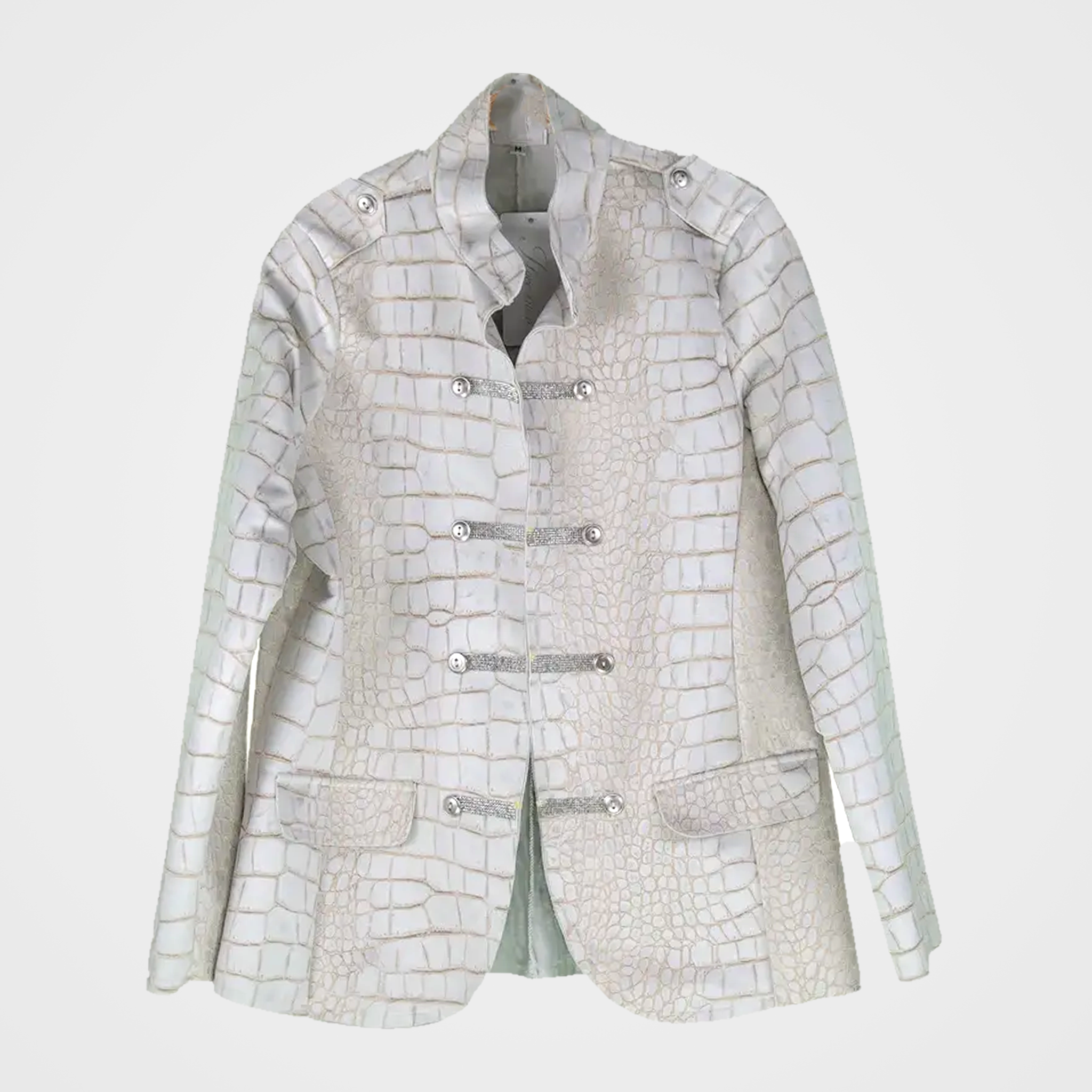 Military Style Jacket w/Bling in Faux Alligator