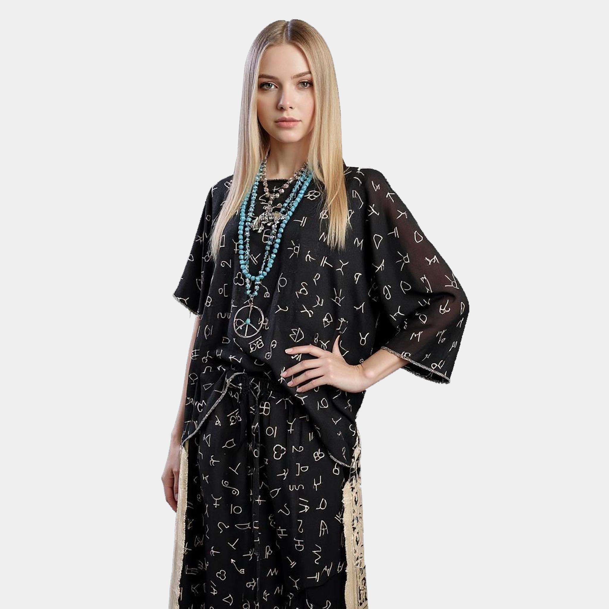 Hi-Lo Tunic with Cattle Brands on Front and Rodeo on Back