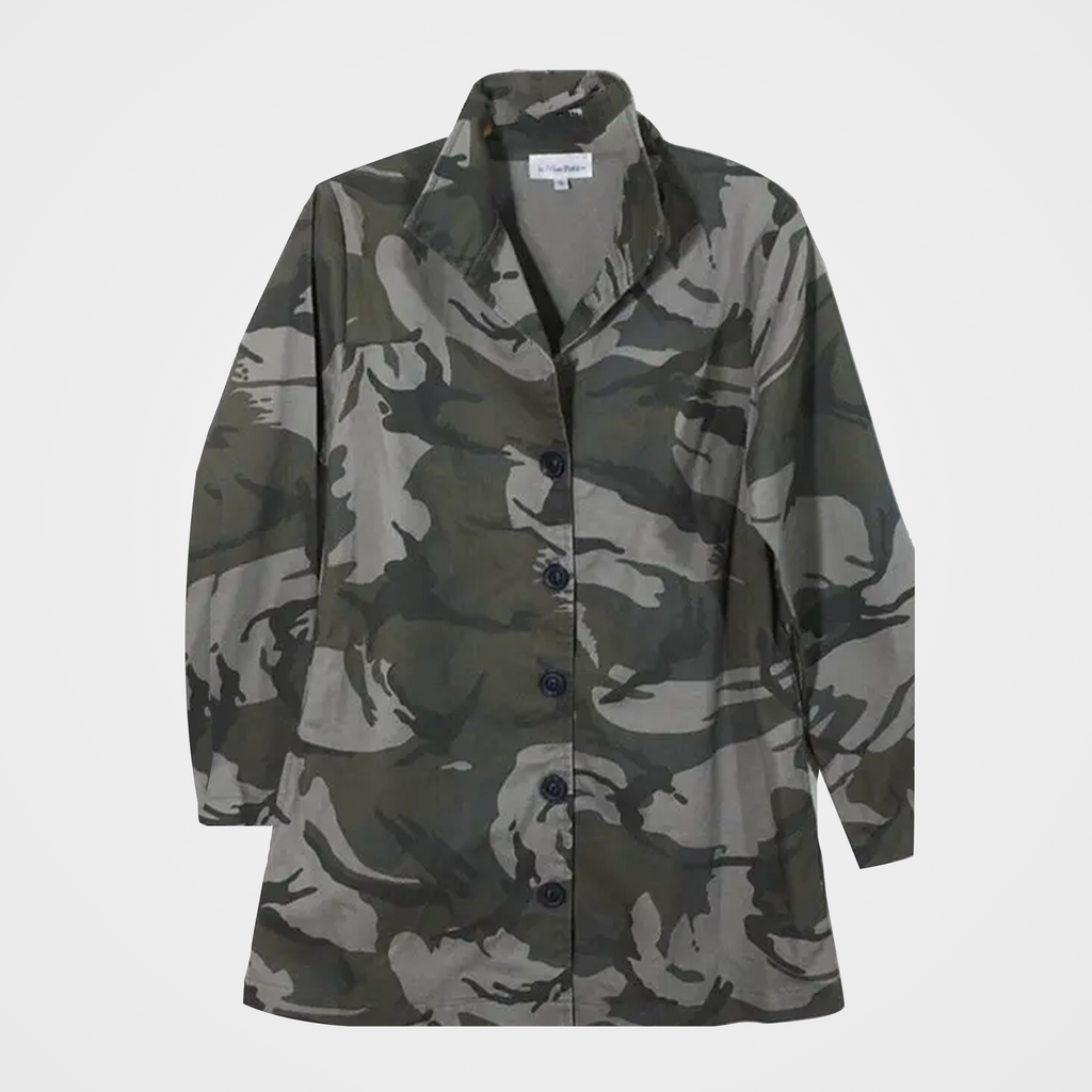 Button Up Camouflage Jacket with Side Seam Pockets