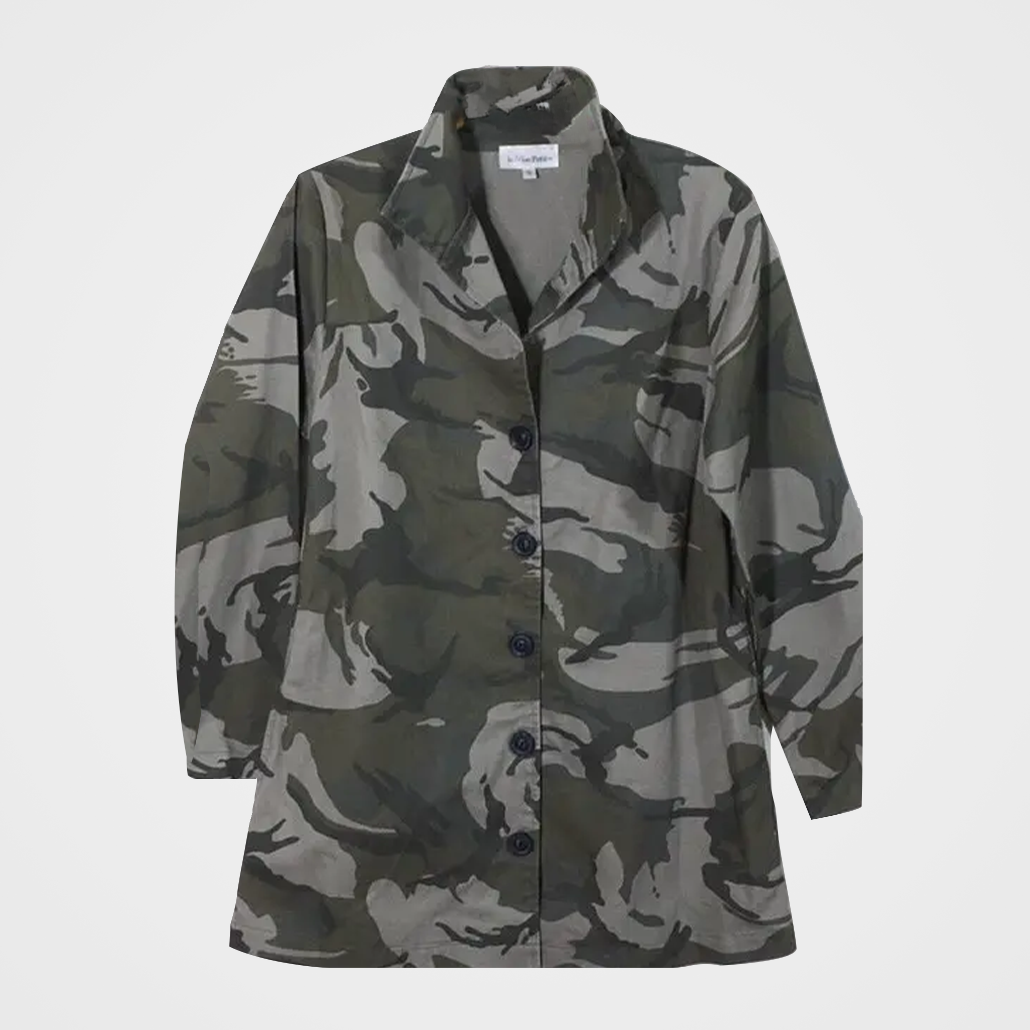 Button Up Camouflage Jacket with Side Seam Pockets