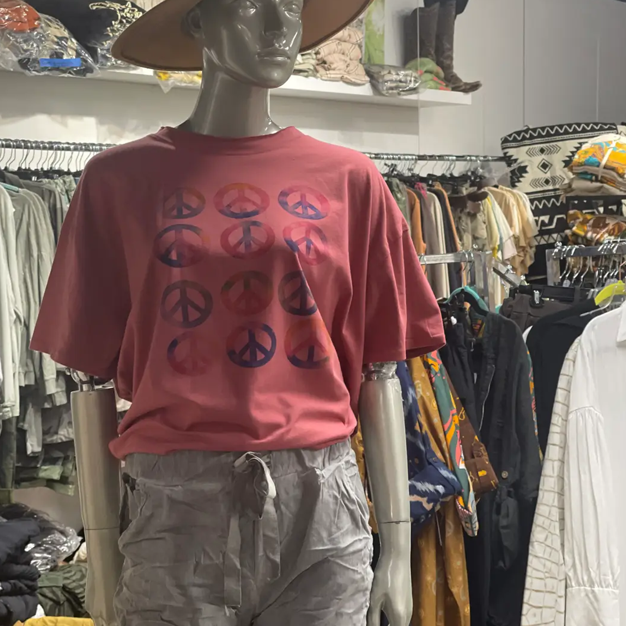 Multi-Peace Sign Design Tee