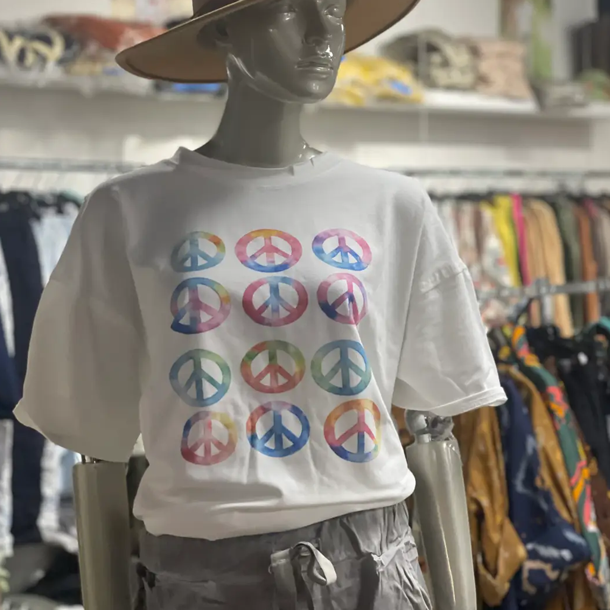 Multi-Peace Sign Design Tee