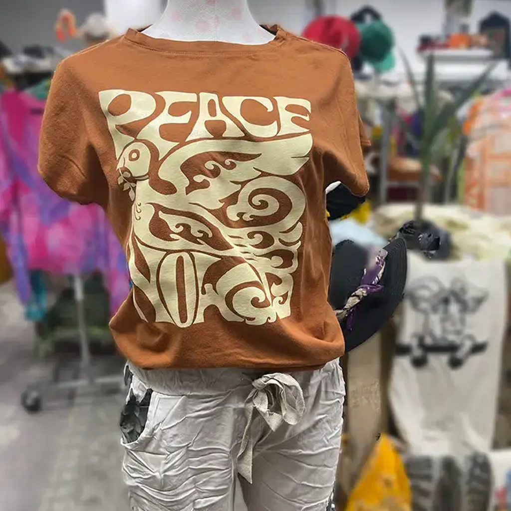 'Peace Now' Tee with Cap Sleeve