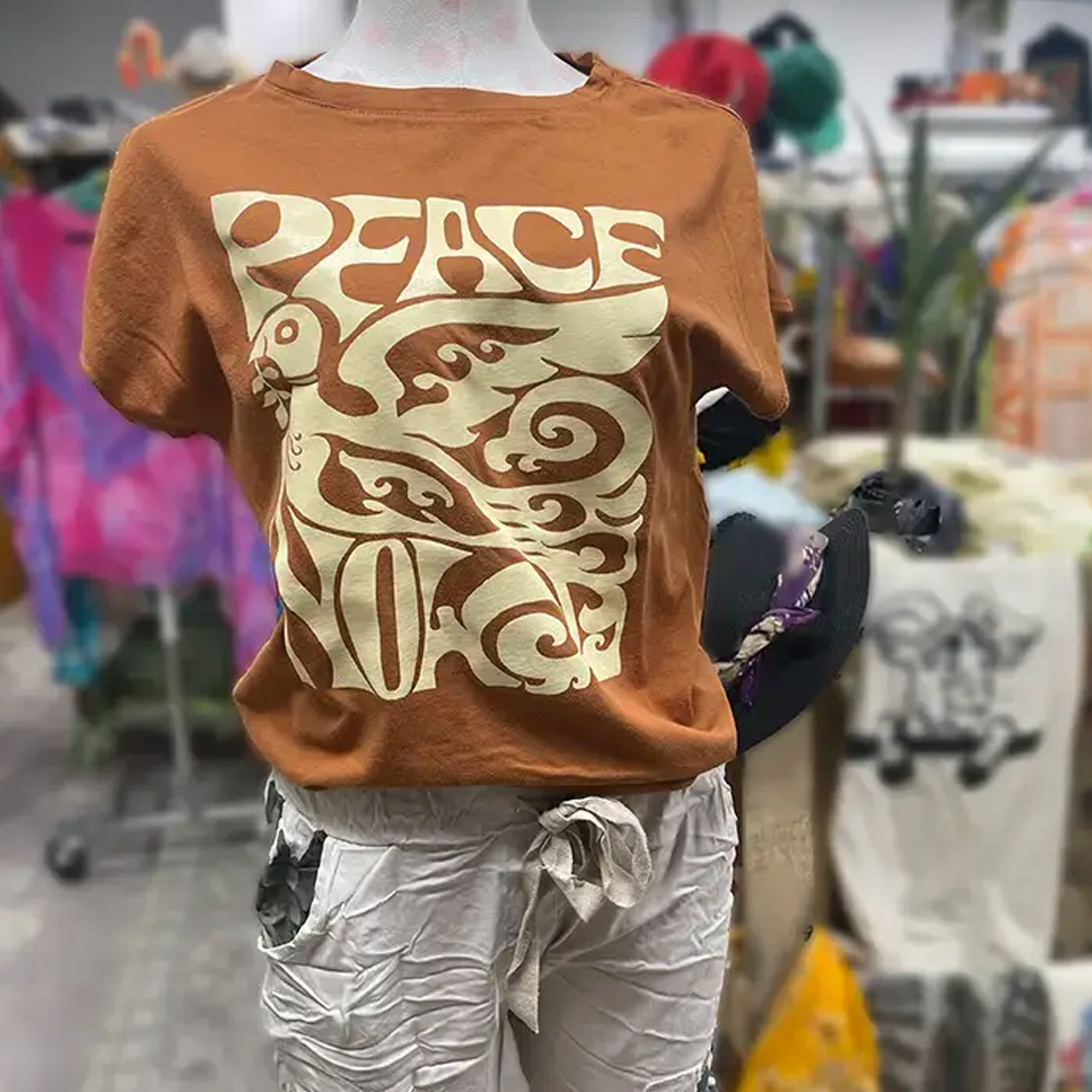 'Peace Now' Tee with Cap Sleeve